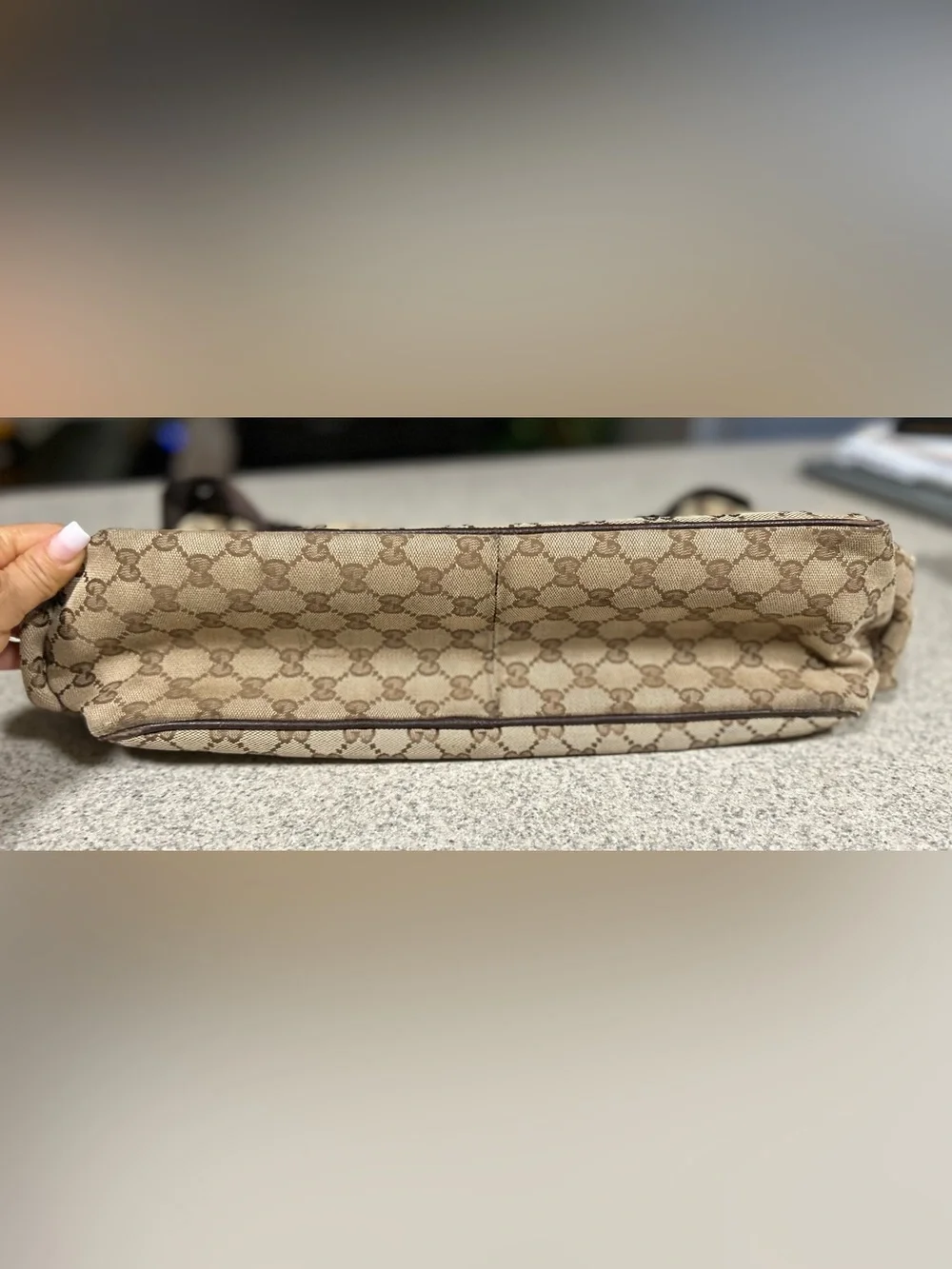 GUCCI Brown and Beige GG Monogram Diaper Bag